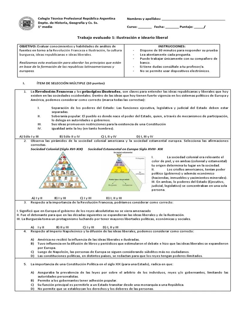 Evaluación - 1 - 1ro Medio - 1B - C - E - 2023 | PDF