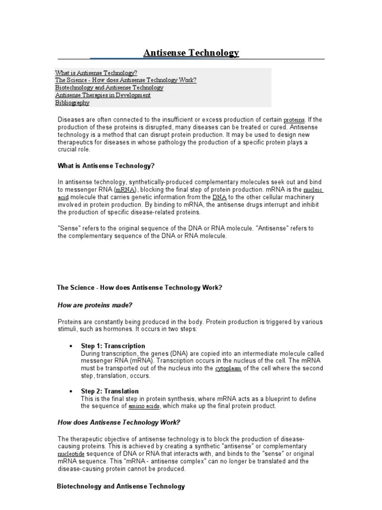A Antisense Technology 5 | PDF | Sense (Molecular Biology) | Messenger Rna