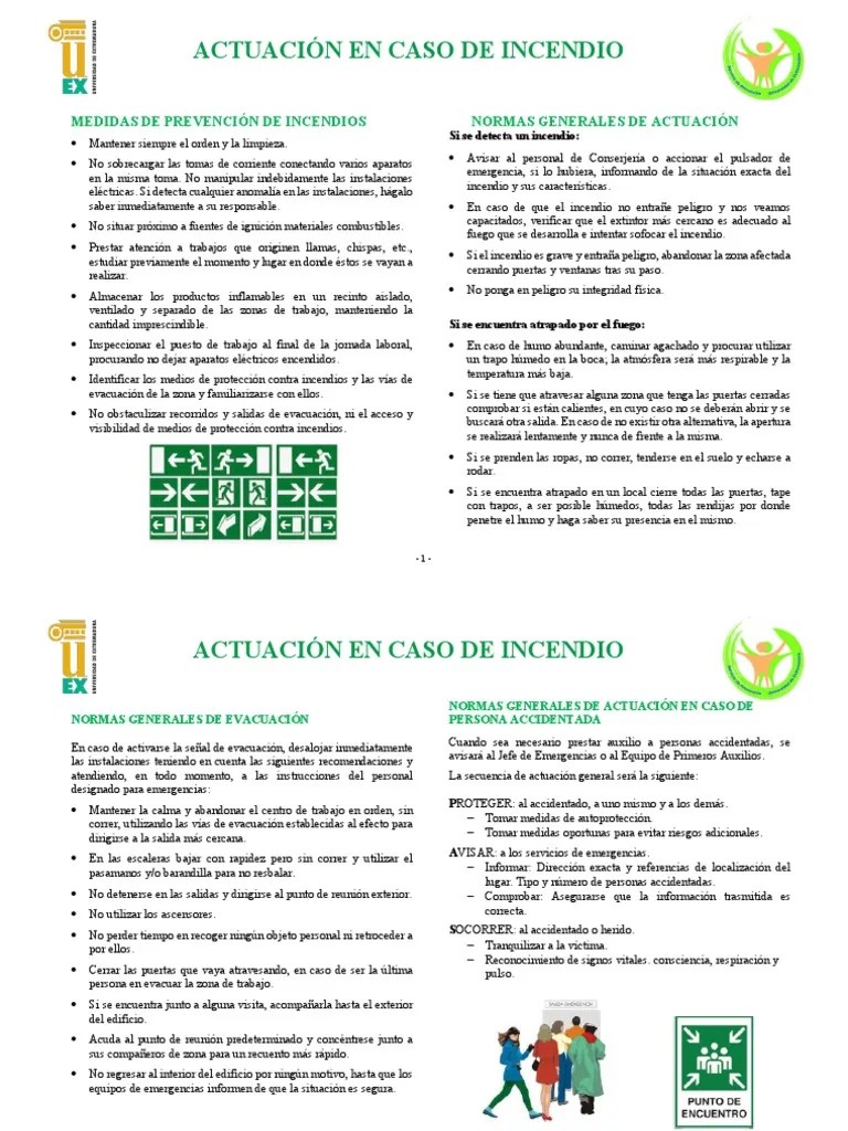 Actuacion En Caso Incendio | PDF