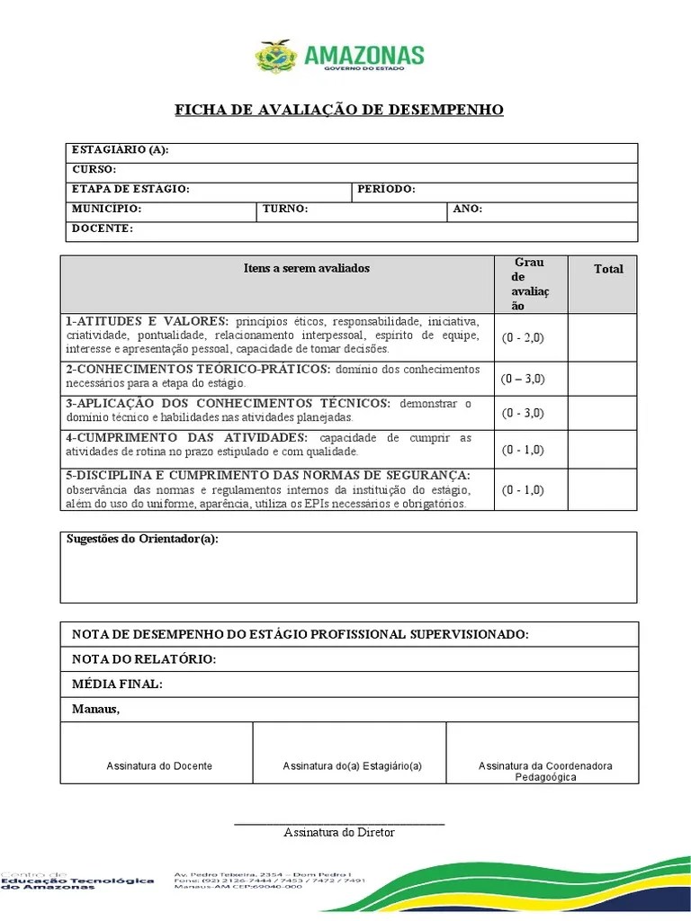 Ficha De Avaliação De Desempenho | PDF