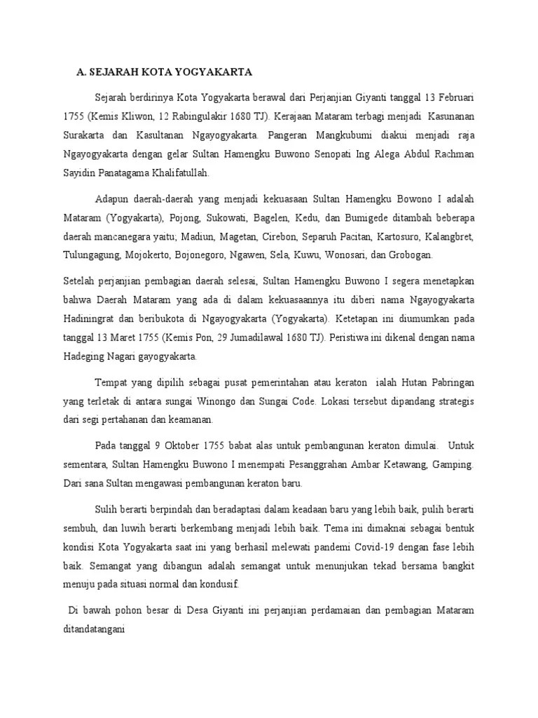Sejarah Kota Yogyakarta | PDF