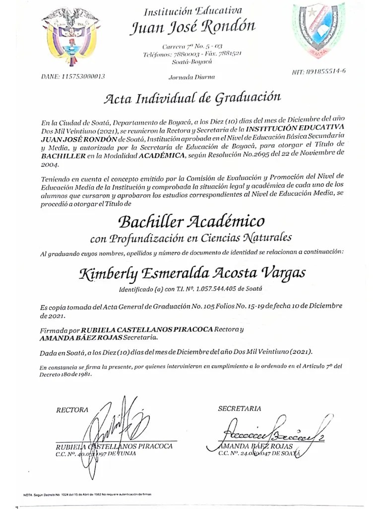 Acta De Graduación | PDF