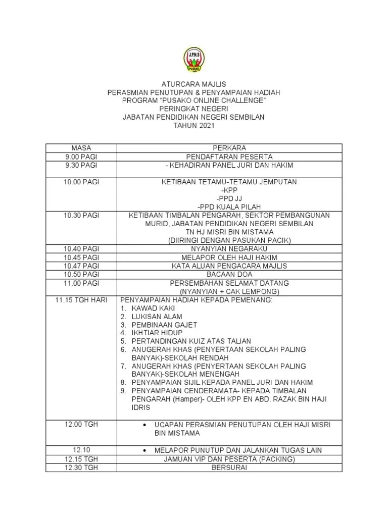 Aturcara Majlis Penutup | PDF