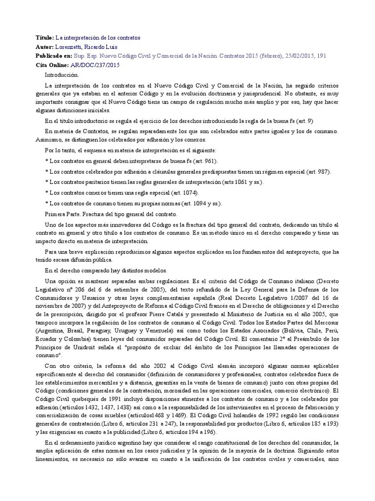 La Interpretación De Los Contratos | PDF
