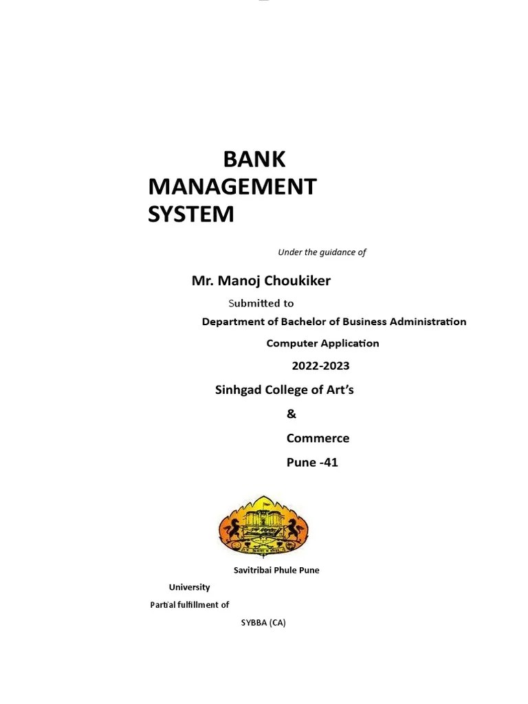 Bank Management System Project Report | PDF | Banks | Bank Account