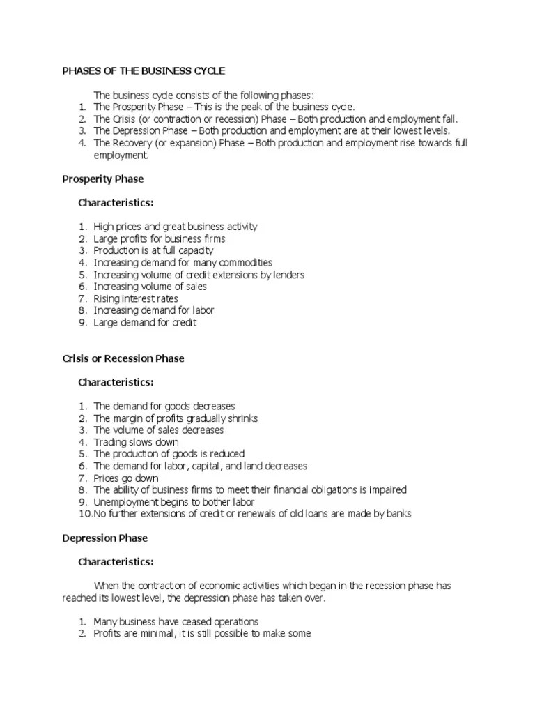 Phases Of Business Cycle | PDF