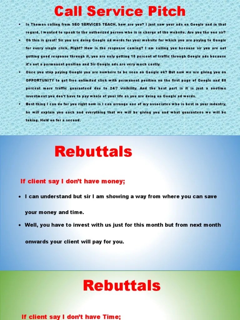 Pitch & Rebuttals | PDF