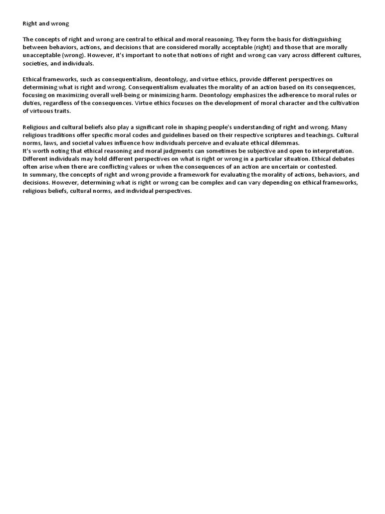 Right And Wrong | PDF