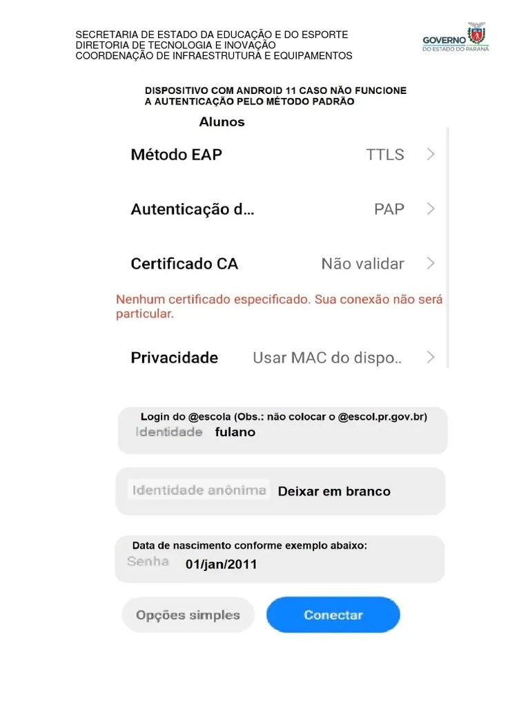 Tutorial Conexao Wifi Escola Android11 Aluno | PDF