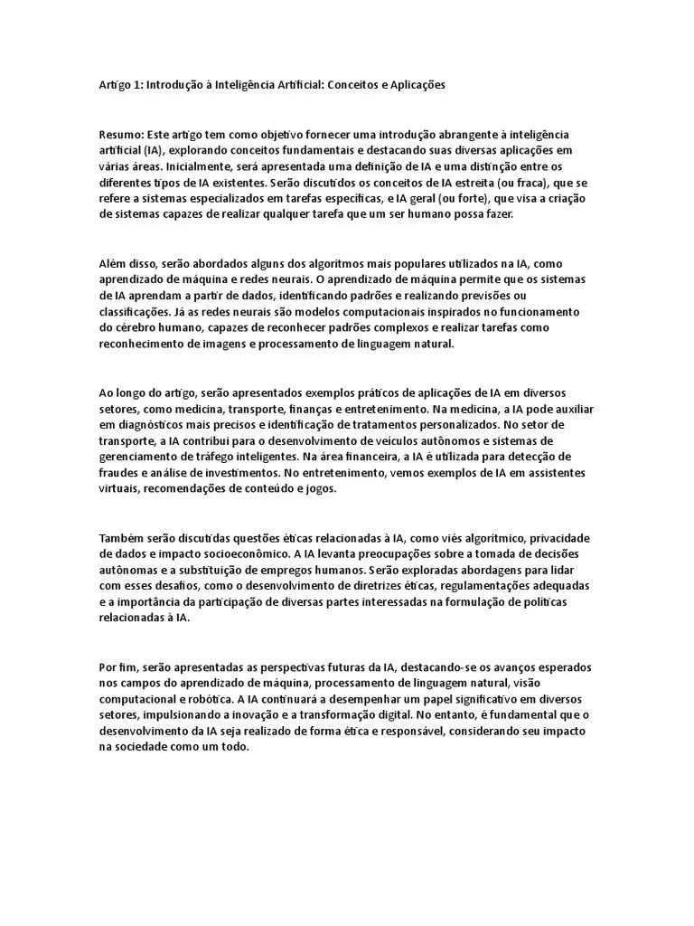 Introdução À Inteligência Artificial | PDF | Inteligência Artificial ...
