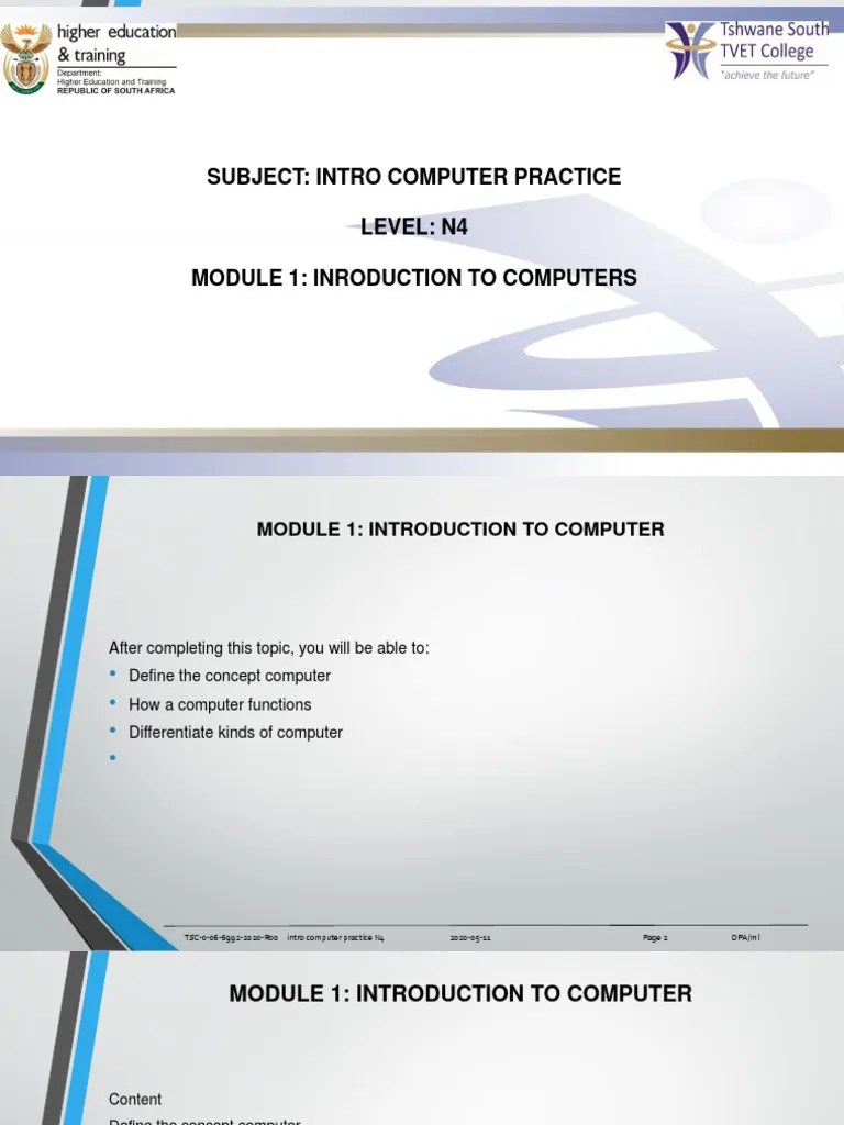 Intro CP N4 Module 1 | PDF | Computers