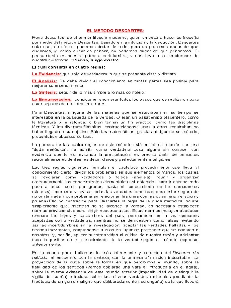 Metodo Descartes | PDF | René Descartes | Método Científico