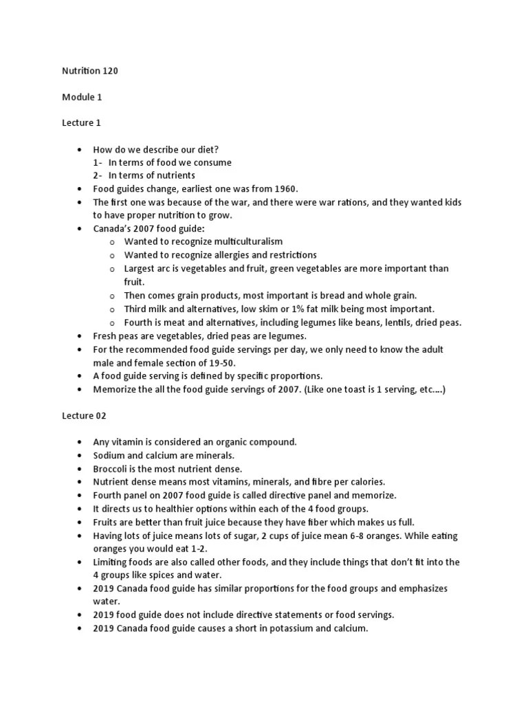 Module 1 Nutrition | PDF | Nutrients | Calorie