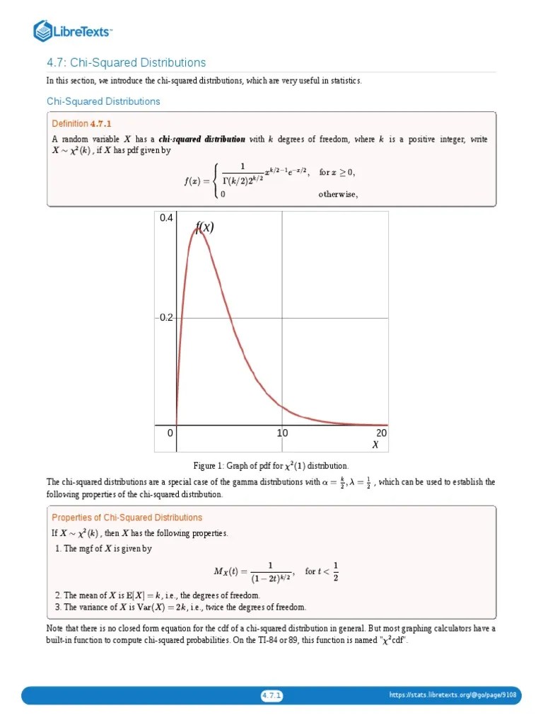 4.7 Chi-Squared Distributions | PDF | Chi Squared Distribution ...