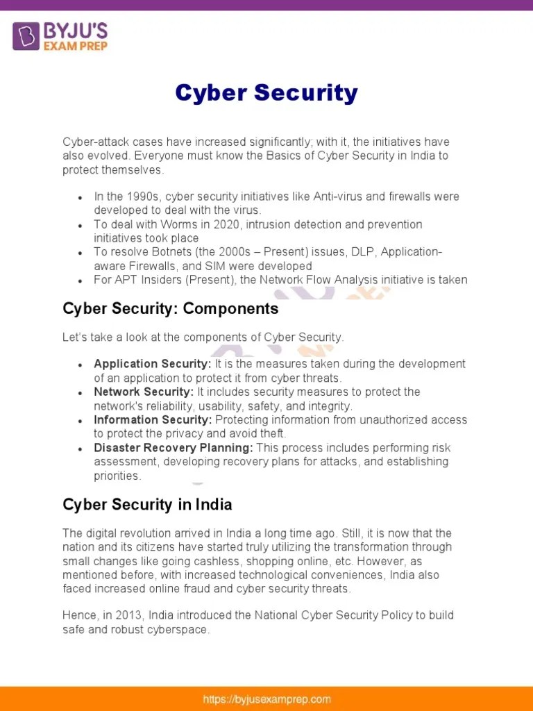 Cyber Security | PDF | Security | Computer Security