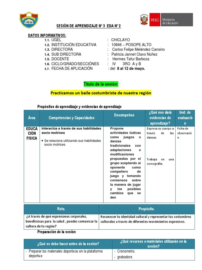 SESION 3 EDA 2 3° Grado | PDF | Bailes | Perú