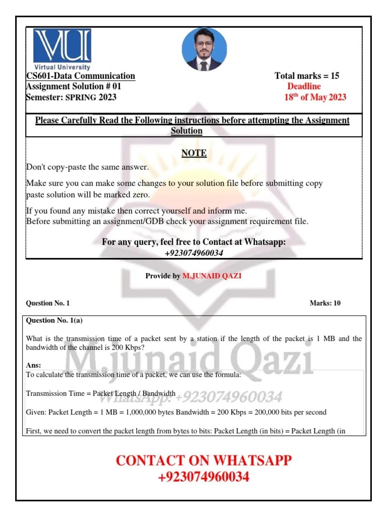 CS601-Assignment No.1 Solution By M.junaid Qazi | PDF | Bit Rate | Bit