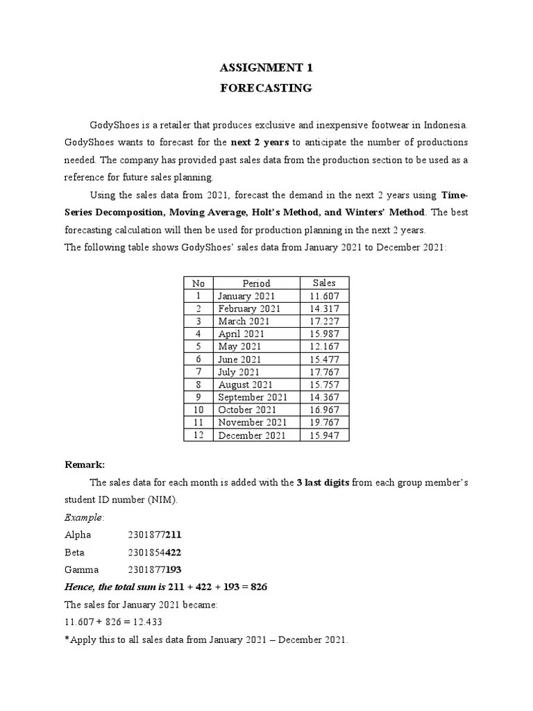 Assignment 1 Forecasting | PDF
