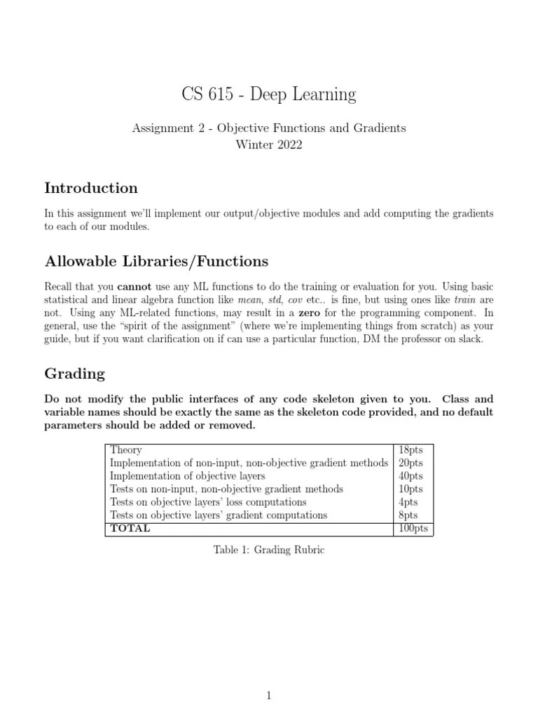 Deep Learning Assignment Guide | PDF