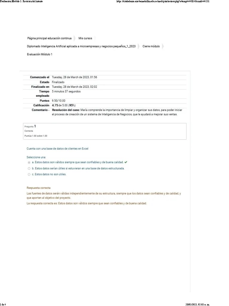 Evaluación Módulo 1 Revisión Del Intento | PDF