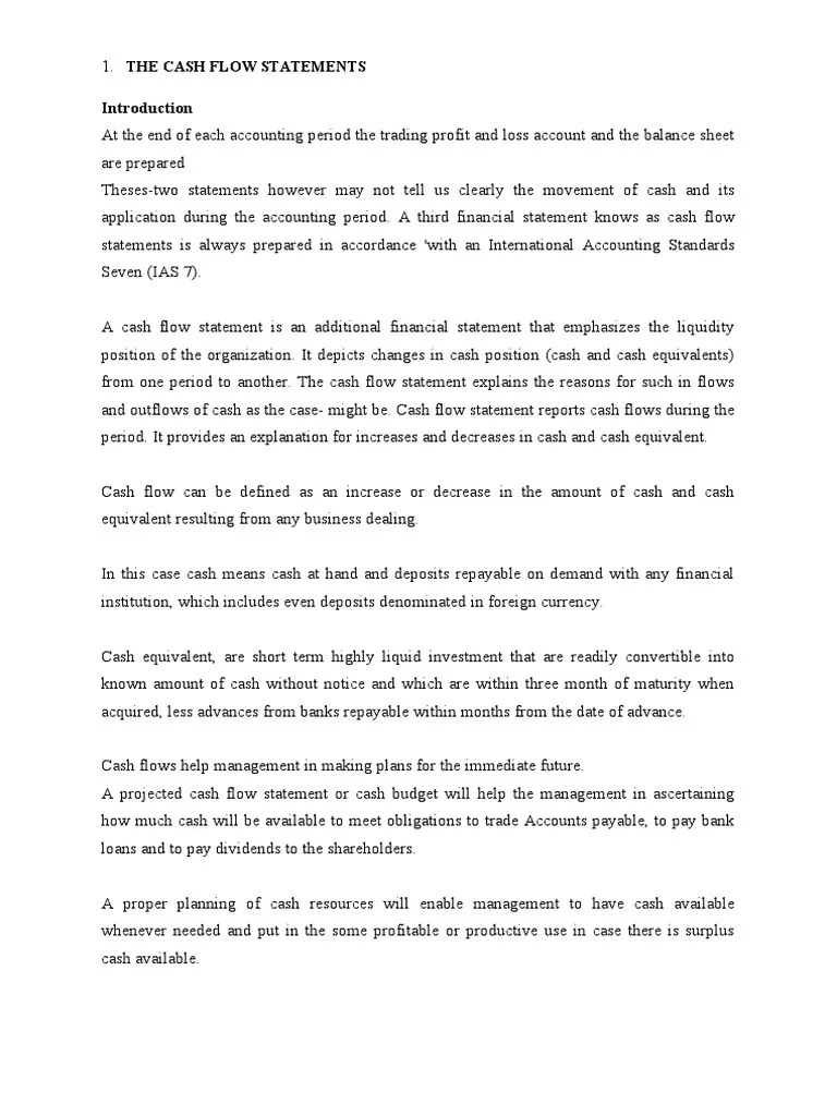 The Cash Flow Statements | PDF | Cash Flow Statement | Expense