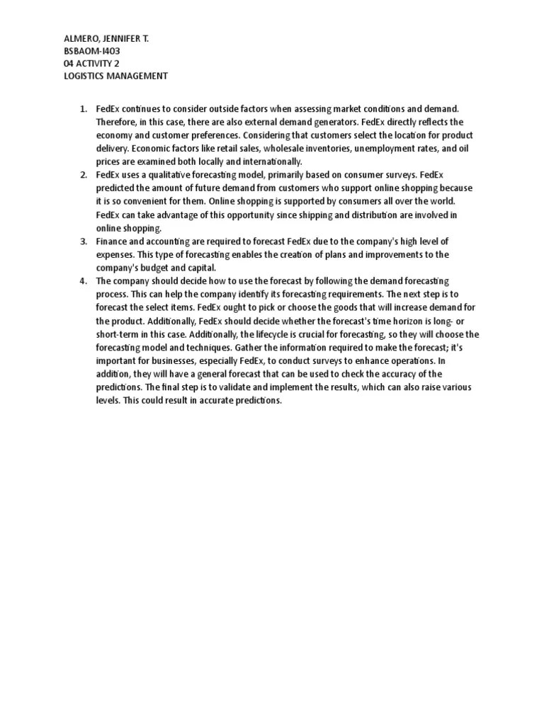 04 Activity 02 Logistics | PDF