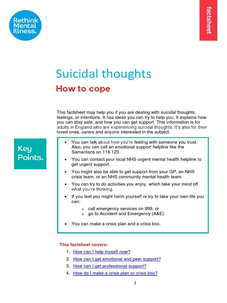 How To Cope With Suicidal Thoughts | PDF | General Practitioner | Breathing