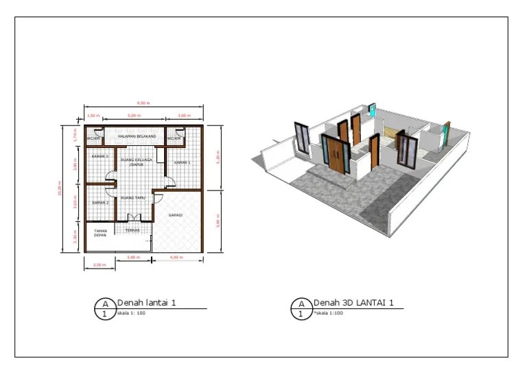 Denah rumah 1 lantai