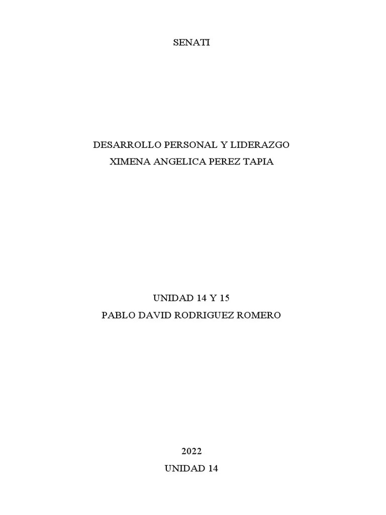 UNIDAD 14 Y 15 DESARROLLO PERSONAL Y LIDERAZGO Pablo Rodriguez | Descargar Gratis PDF | Toma De ...
