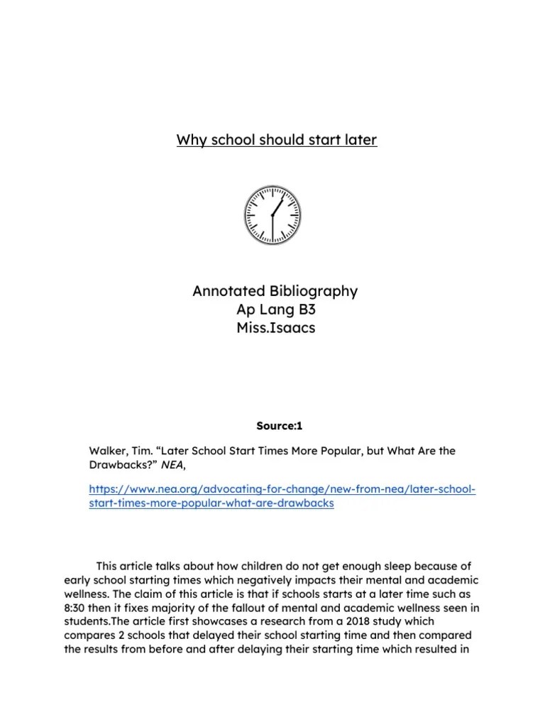 Annotated Bibliography | PDF | Sleep | Teachers