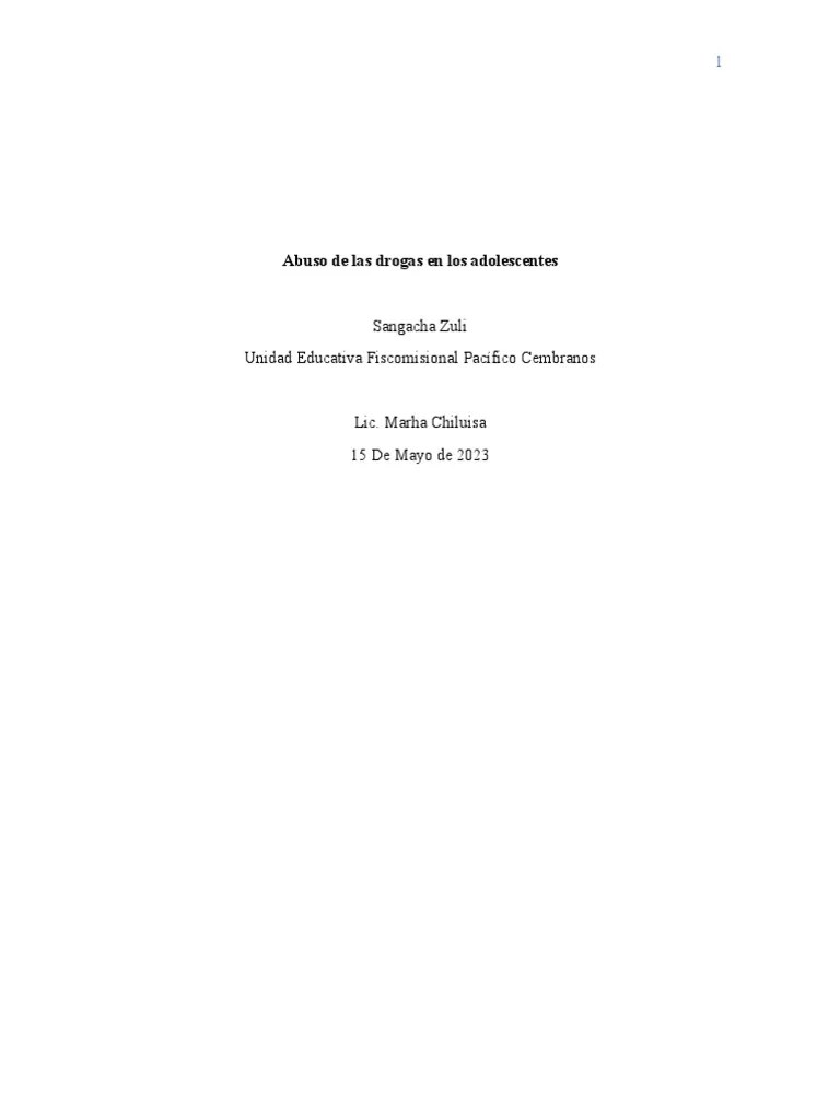 Abuso De Las Drogas En Los Adolescentes | PDF