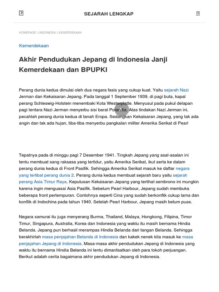 Akhir Pendudukan Jepang Di Indonesia Janji Kemerdekaan Dan BPUPKI ...