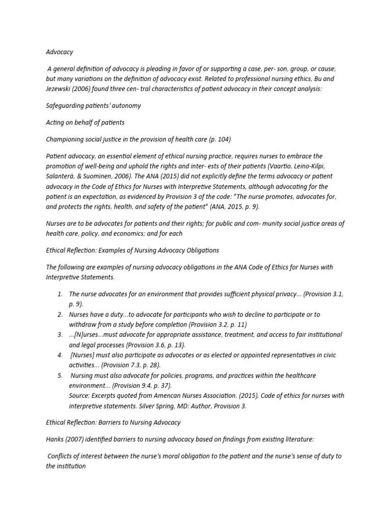 Advocacy | PDF | Nursing | Health Care