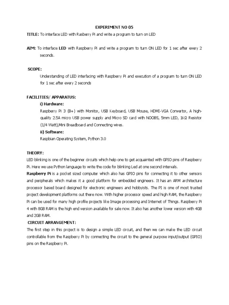 05 - LED Blinking | PDF | Raspberry Pi | Computer Science