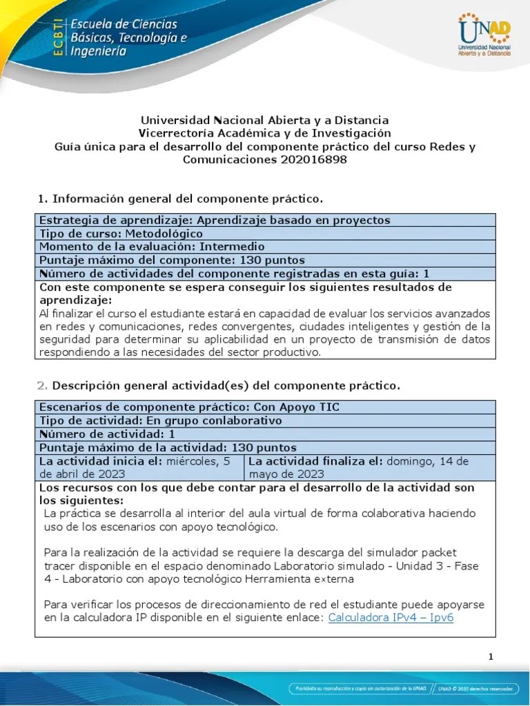 Guía Para El Desarrollo Del Componente Práctico - Unidad 3 - Fase 4 - Componente Práctico ...