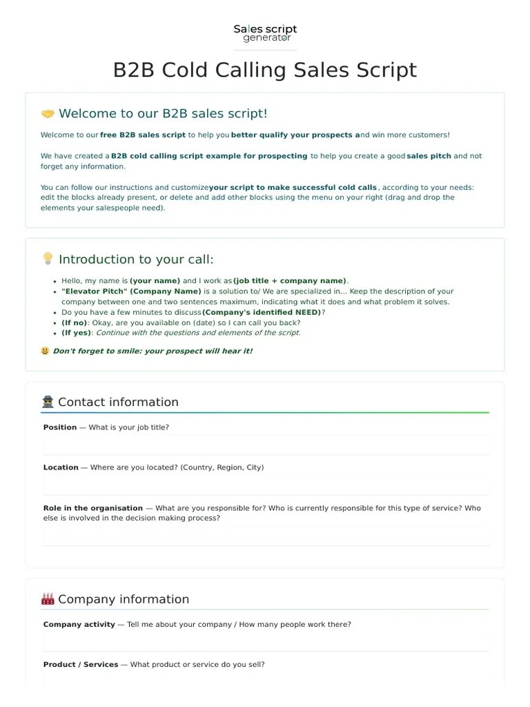 B2B Cold Calling Sales Script | PDF