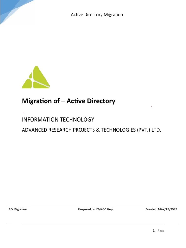 Active Directory Migration Plan Server 2008 To Server 2012 | PDF ...