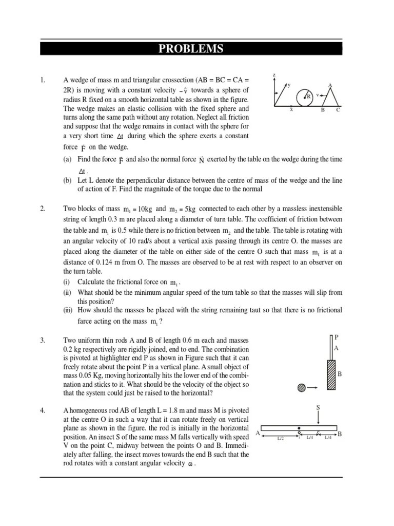 Rotational Dynamics-07-Problems Level | PDF | Collision | Quantity