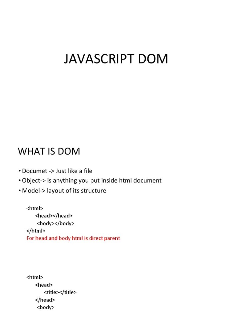 Javascript Dom | PDF | Document Object Model | World Wide Web
