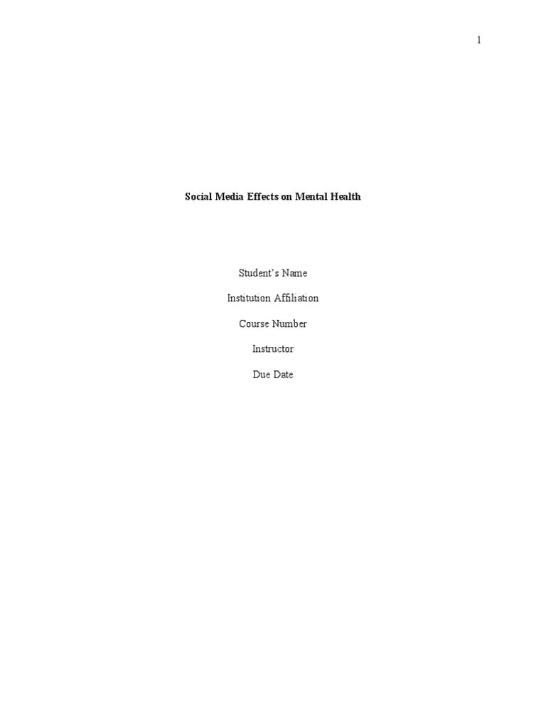 Social Media Effects On Mental Health | PDF | Social Media | Popular Culture & Media Studies