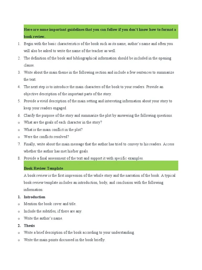 Book Review Tips Guidelines Template | Download Free PDF | Books ...