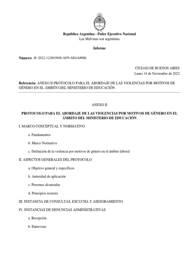 Protocolo Para El Abordaje De Las Violencias Por Motivos De Género En El Ámbito Del Ministerio ...