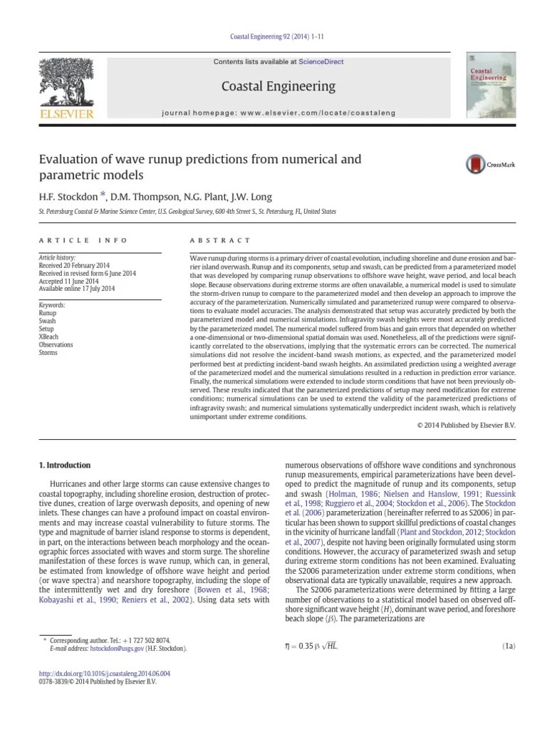 Evaluation Of Wave Runup Predictions From Numerical And Parametric ...