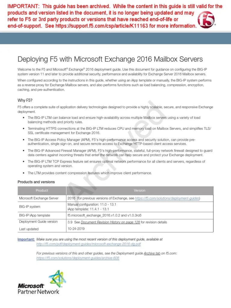Microsoft Exchange 2016 DG | PDF | Microsoft Exchange Server ...