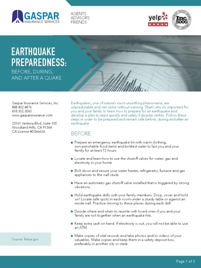 Earthquake Before During After | PDF | Earthquakes | Disasters