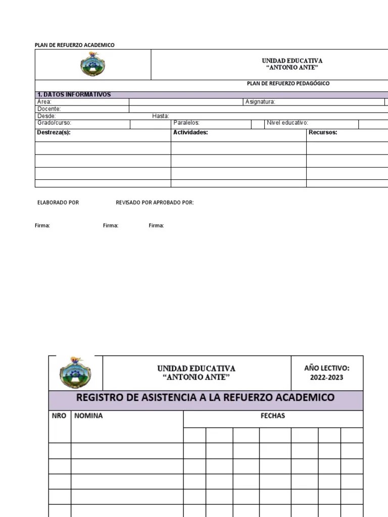 Plan De Refuerzo Pedagógico | PDF