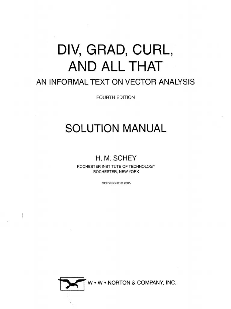 Solution Manual For Div Grad Curl And Al | PDF
