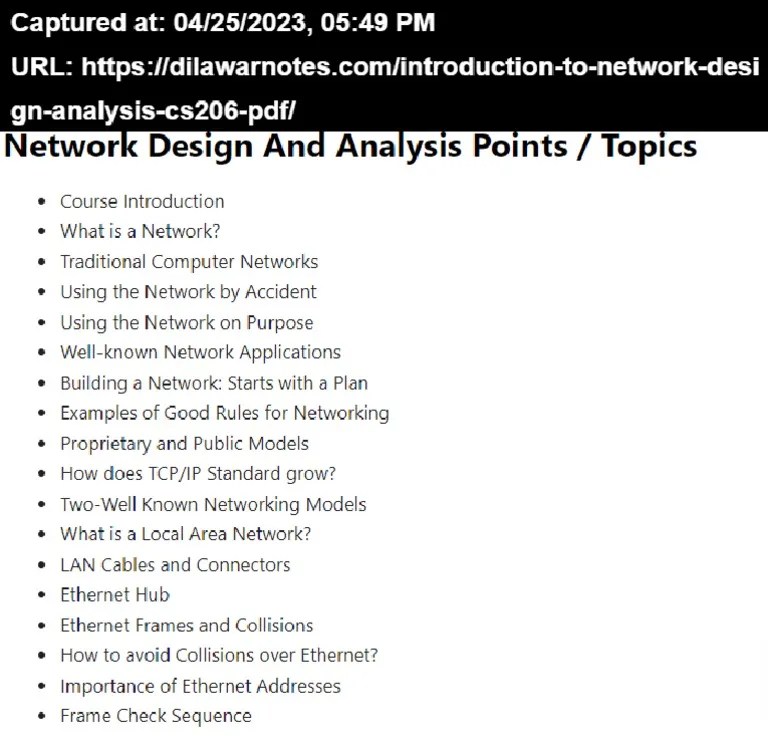 Introduction To Network Design Analysis CS206 | PDF