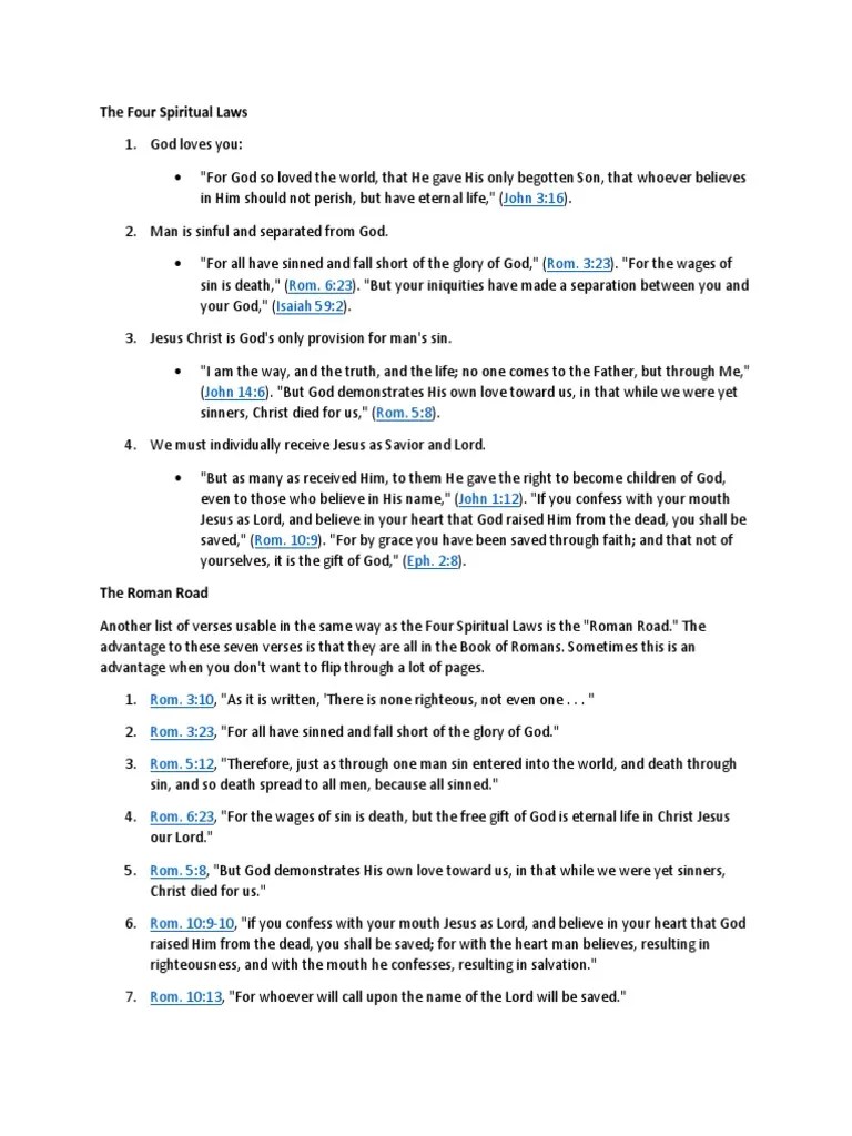 The Four Spiritual Laws | PDF | Eternal Life (Christianity) | Sin