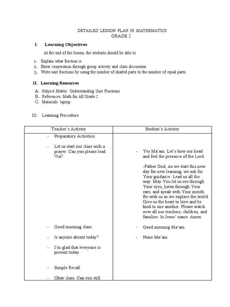 DETAILED LESSON PLAN IN MATHEMATICS GRADE 2 - Roselyn Cabansag | PDF